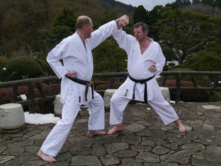 Dojo instructors Mark Turner and Ron Ashby in Japan